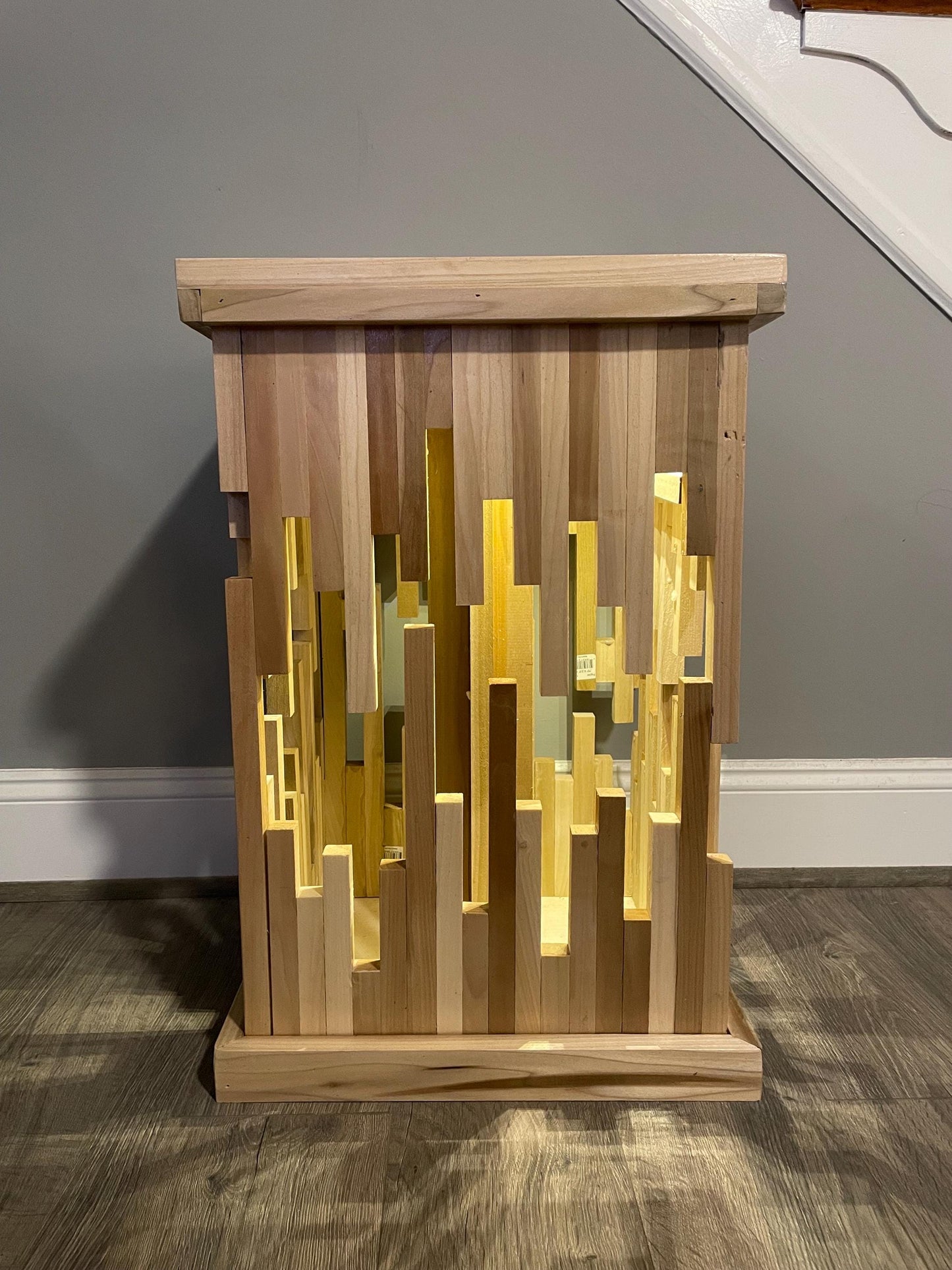 Modern DIY End Table Woodworking Plan with LED Lighting – Digital Download