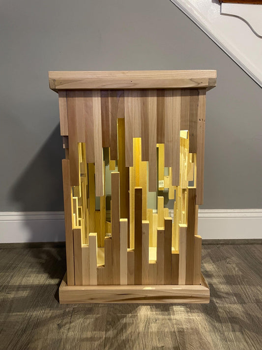 Modern DIY End Table Woodworking Plan with LED Lighting – Digital Download