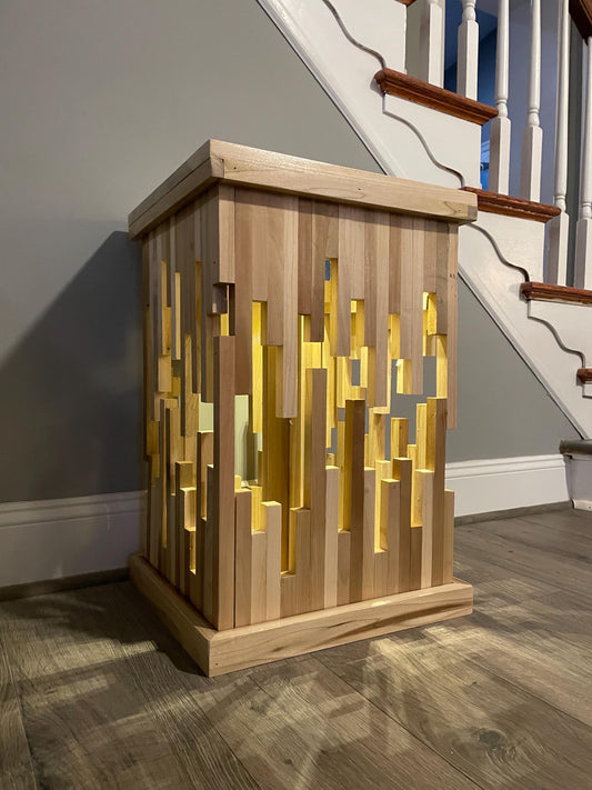 Modern DIY End Table Woodworking Plan with LED Lighting – Digital Download